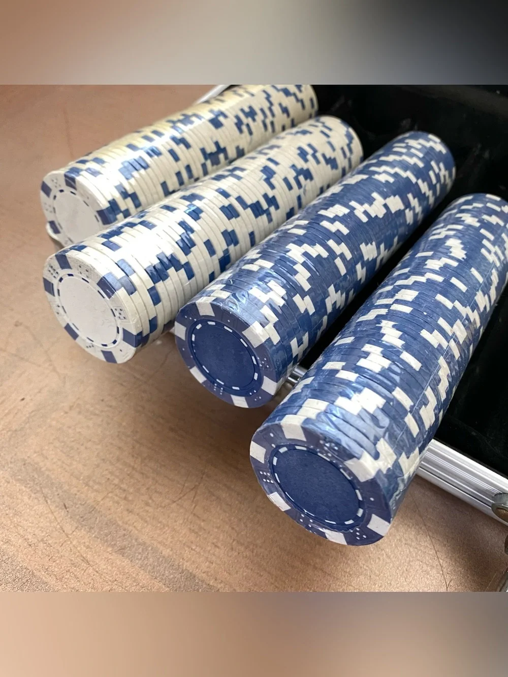 Poker Chip Set - Blue, Red, Green Claytec Chips with Aluminum Case